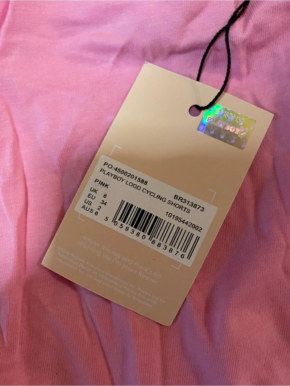 Missguided x PLAYBOY Pink Spaghetti-Strap Crop Top & High-Waist Bike Shorts set